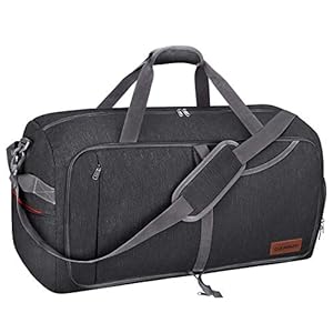 Canway 65L Travel Duffel Bag, Foldable Weekender Bag with Shoes Compartment for Men Women Water-proof & Tear Resistant (Panther Black, 65L)