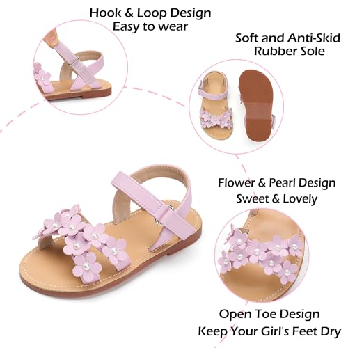 Image of PHIRAMIN Toddler Girl Sandals - Flower Girl Dress Shoes Open Toe Little Kid Wedding Party