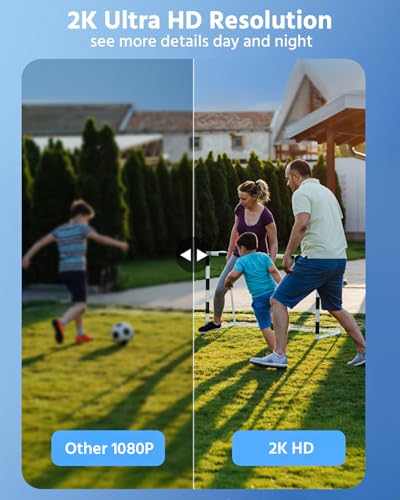 Telecamere di Sicurezza Wireless per Esterni, Visione Notturna a Colori 2K, Rilevamento del Movimento, Conversazione Bidirezionale, Alimentazione a Batteria, WiFi, Telecamera per Interni, IP65 - 2