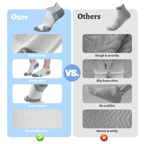 Image of 6 Pairs Compression Socks for Women Ankle Running Socks With Arch Support | Athletic Womens Socks with Heel Tab, Lightweight Cushioned & Breathable for Walking, Running, Workout, Travel, Everyday Wear