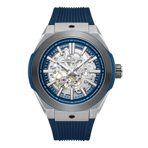 Image of Cerruti 1881 Automatic Quartz Analog Blue Dial Blue Silicone Strap Watch for Men - CECIWGR0073601