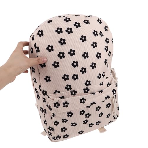 Mochila de mujer con bolsillos funcionales de corderoy con estampado floral 4