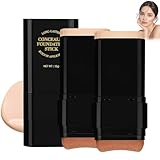 2Pcs Long-Lasting Concealer Foundation Stick, Face Foundation Contour Stick，Creamy Full Coverage, Hydrating Olive & Camellia Formula for Dark Circles & Blemishes (2#NATURAL)