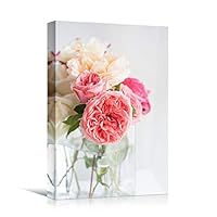 Canvas Wall Art Pink and White Arrangement Bouquet Expressive Floral Multicolor Photography Romantics - 12x18 inches