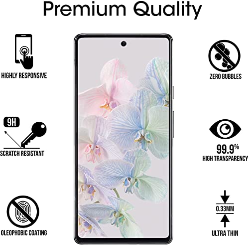 Image of Tempered Glass Screen Protector For Google Pixel 6A (Black, Pack of 1) Advanced Premium Tempered Glass Screen Protector Guard | Full Glue Edge to Edge Coverage With Easy Installation Kit
