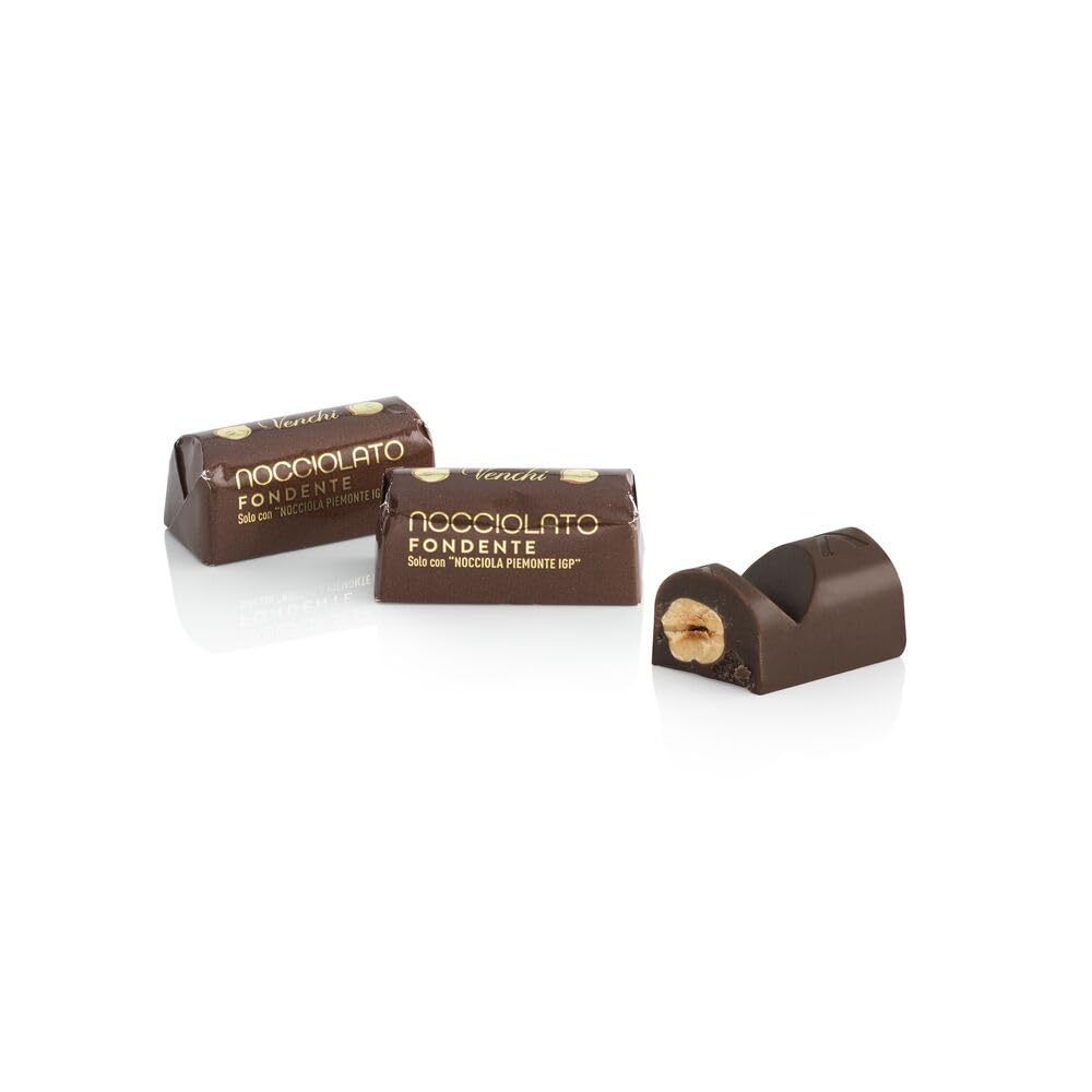 Venchi - Dark Hazelnut Ingot - Chocolate with Whole PGI Piedmont Hazelnuts, 1 kg - Gluten Free - Vegan