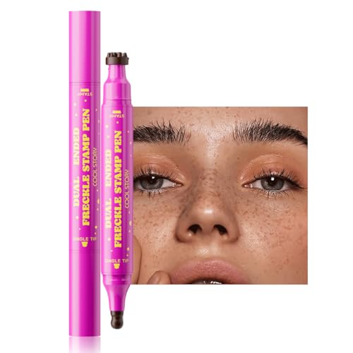 Beauty Glazed Dual-Ended Freckle Stamp Pen Realistic Faux Freckles Makeup with Soft Sponge Stamp & Precision Tip Waterproof Long-Lasting Freckle Marker for Natural or Bold Looks (02 Mousy Brown)
