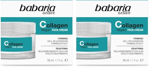 Babaria - Crema Facial Mujer Y Hombre Con Colágeno | Crema Antiarrugas Hombre Y Mujer De Uno Diario | Crema Reafirmante Cara Efecto Antiedad Y Antiflazidez | 50ml (Paquete de 2)