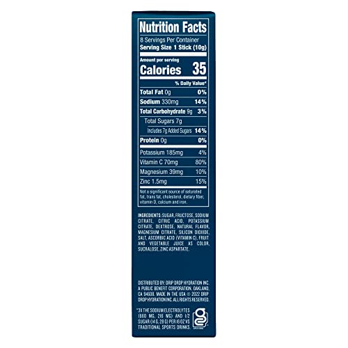 DripDrop ORS Electrolyte Hydration Powder Sticks, Berry, 10g, 8 Count