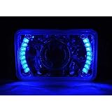 OCTANE LIGHTING 4X6" Blue Led Halo Projector Halogen Headlight Headlamp Bulbs Crystal Clear