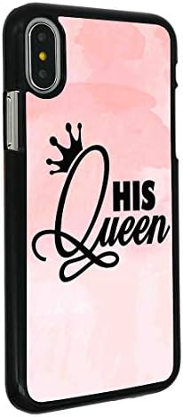 iPhone XR Case,BOSLIVE Quotes His Queen Pink Background Design Hard Plastic Cover Anti-Scratch Protective Phone Case Compatible iPhone XR 6.1"