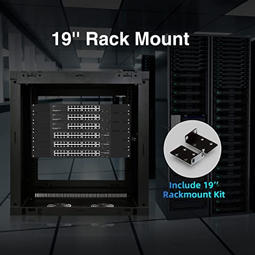 Image of 24 Port PoE Switch with 2 Gigabit Uplink, 100Mbps PoE+ Ports, 1000Mbps Uplink, IEEE802.3af /at, Max 300W, VLAN & PoE Extend 250m, YuLinca RackMount Fanless Unmanaged Ethernet Switch