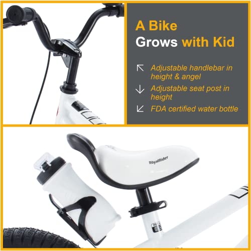 Royalbaby Freestyle Kids Bike Boys Girls 16 Inch Bmx Childrens Bicycle With Training Wheels & Kickstand For Ages 4-7 Years, White #TOP6