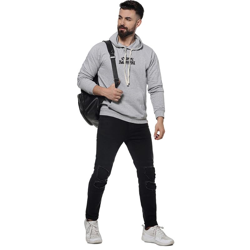 Image of CAHOOT Men's Dark Blue Zip-Front Hoodie with Contrast Drawstring for Casual Wear | Long Sleeve | Hooded Neck | Zipper Closure | Cotton Sweatshirt Crafted with Comfort Fit for Everyday Wear