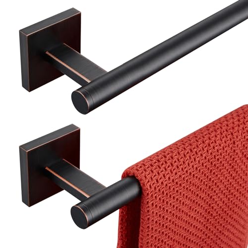 Image of KOKOSIRI Bathroom Towel Bar Bath Towel Holders for Toilet Kitchen Cabinet Wall Mount 24 Inch, 2 Pack Oil Rubbed Bronze Stainless Steel B4005ORB-L24-P2