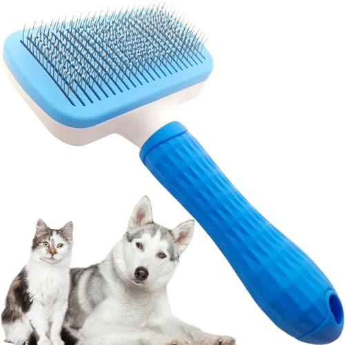 Self Cleaning Slicker Brush for Dogs,Cats, Rabits,Puppies etc, Laadi Cat Brush Dog Brushes For Grooming,Dog Brushes For Shedding,Cat Brushes for Long haired Cats Dogs. (Blue)