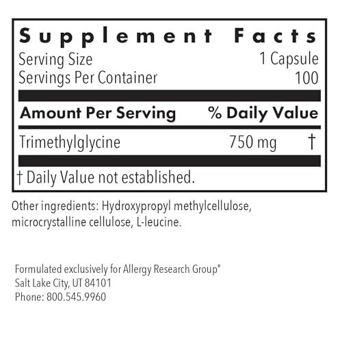 Allergy Research Group TMG 750 mg Capsules