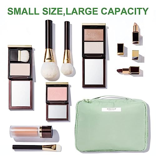 Aucuu 2Pcs Makeup Bag, Large Cosmetic Bag, Cosmetic Bag, Portable Makeup Organizer Bag, Travel Makeup Bag for Women Girls(Green) - Image 3