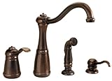 Pfister LG26-4NUU Marielle 1-Handle Kitchen Faucet with Side Spray & Soap Dispenser in Rustic Bronze, Water-Efficient Model