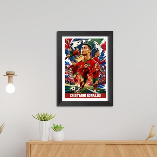 Image of TenorArts Cristiano Ronaldo Portugal Poster Worldcup Themed Laminated Photo Frame Painting with Matt Finish Black Texture (12 inches x 9inches)