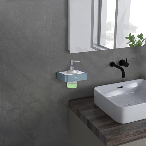 Image of Plantex Aluminium and Acrylic Shampoo Dispenser /Liquid Soap Dispenser for Handwash /Bathroom Accessories - (Grey and Milky White)