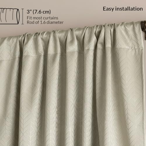 Image of HOMEMONDE 100% True Blackout Curtains 6 Feet Window - Set of 2 Curtains, Embossed Panels Light Block Thermal Insulated & Noise Reducing Top Style Rod Pocket Curtains (Off White, 72Inch)