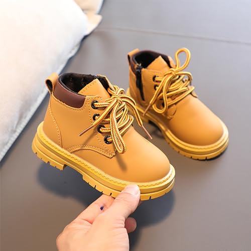 Toddler Boys Girls Boots Hiking Ankle Boots Outdoor Waterproof Kids Work Boots Winter Snow Boots Lace Up Zipper Combat Booties4
