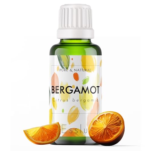 Image of Esslux Bergamot Essential Oil for Diffuser & Skin | 100% Natural Bergamot Oil for Hair, Aromatherapy, Shampoo & Soap Making | Uplifting Citrus Scent for a Refreshing Experience, 60 ML