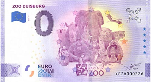0 Euro Schein Deutschland 2022 · Zoo Duisburg IX · Souvenir o Null € Banknote Cover
