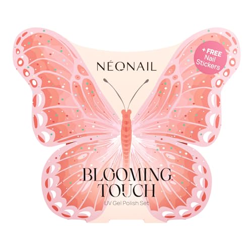 NEONAIL Esmaltes Semipermanentes para Uñas - Kit Uñas de Gel - BLOOMING TOUCH - Base - Top - Primavera Pegatinas - Nail Art - 2x7,2 ml