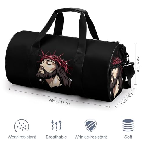 Christ Crrown of Thorns Sports Gym Bag Travel Duffel Workout Bag with Adjustable Strap2