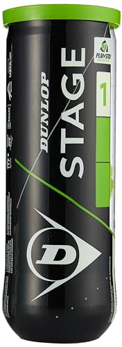 DUNLOP Sports Stage 1 Tennis Ball, Green (Black), 3 Ball can