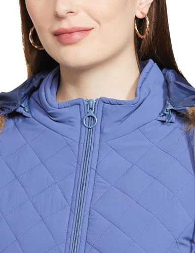 Image of Qube By Fort Collins Women's Regular Fit Bomber Jacket with Detachable Hood - Stylish & Comfortable Winter Wear |Material: Polyester