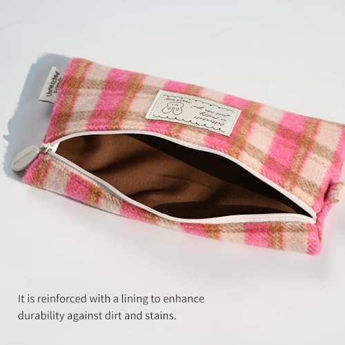 Image of Monolike Unmatched Friends Old Check Pencil Case, Beige - Pencil Pouch, Portable Pencil Bag, Pencil Case, Office Pouch case, Cushion, Soft, Vintage