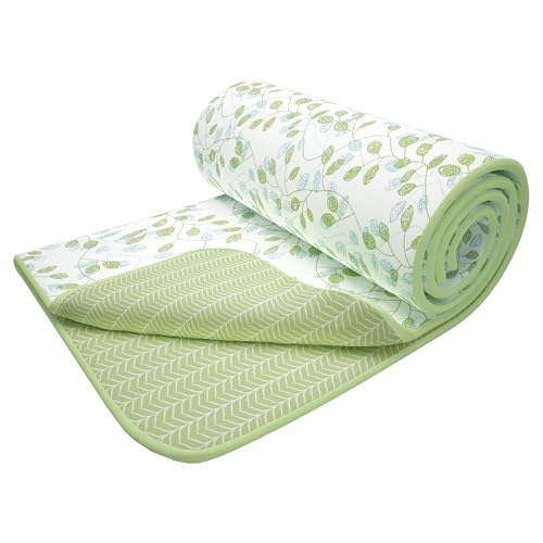 Image of Story@Home Super Soft Cotton Leaf Pattern Lightweight Double Blanket /Duvet /Comforter /AC Dohar (88x94 Inches, Olive Green and White)