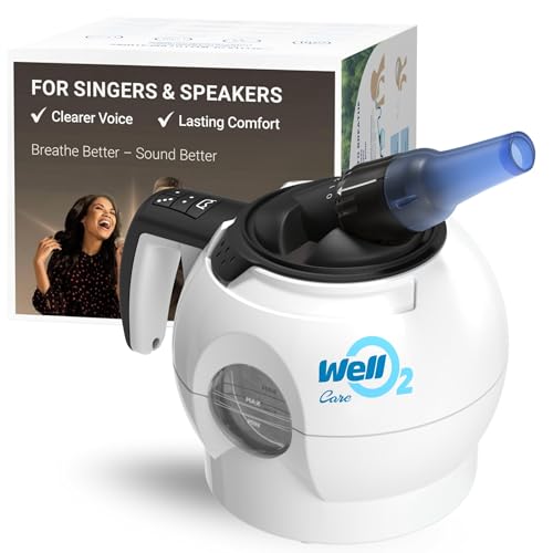 WellO2 Breathing Trainer Voice Training and Vocal Steamer for Singers Actors and Professionals with Warm Steam Intake Portable