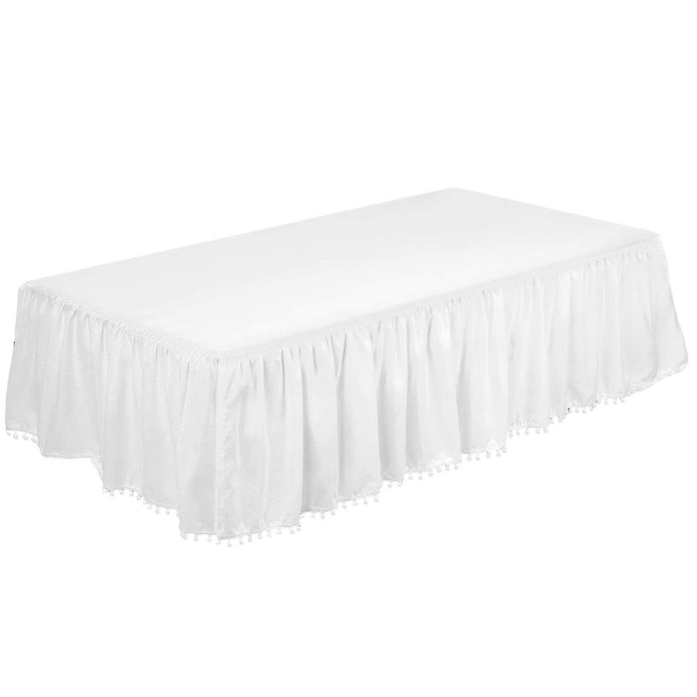 Bettumrandung Mini-Krippe, elastischer Bett-Rüschen-Bettrock, weich, bequem, umwickelt, lichtbeständig, for Zuhause, Hotel, Schlafzimmer, Dekoration, Zubehör(White)