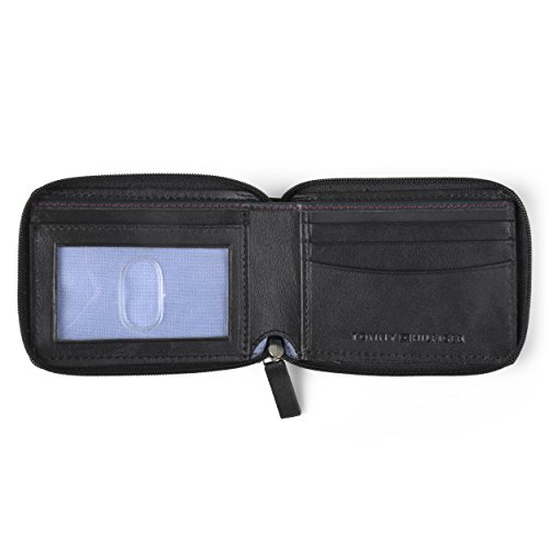 Tommy Hilfiger Mens Oxford Ziparound Wallet,Black,,One Size3