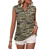 Camiseta sin mangas para mujer, camisa de golf con estampado verde camuflado, cuello en V, camisetas de tenis, Style-8, XL