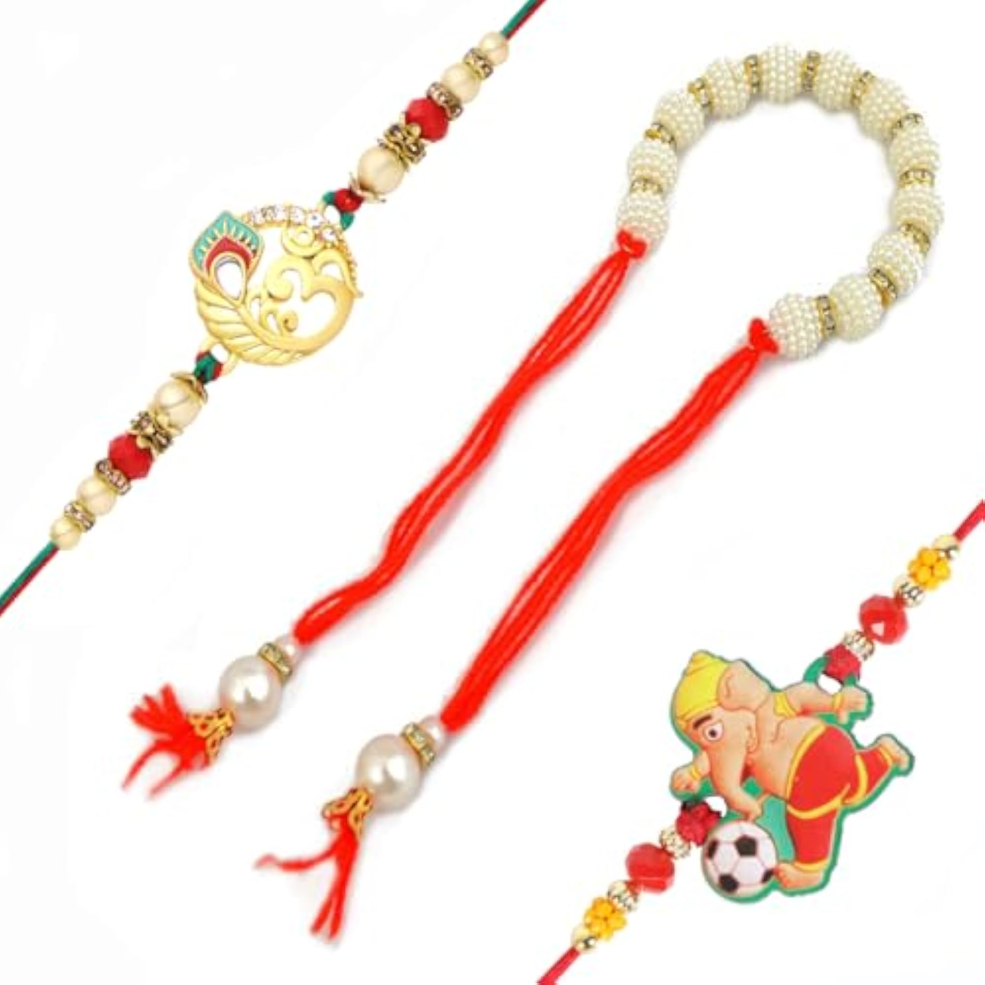 Set of Multi Colour Family Rakhi with Roli Chawal