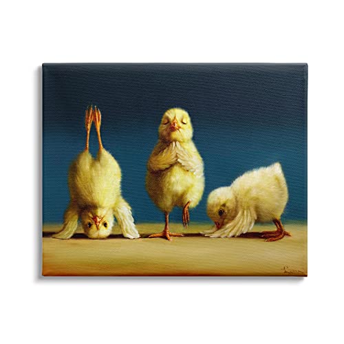 Image of Stupell Industries 'Yoga Chicks Funny Stretching Poses Farm'| Canvas Art | Stupell Industries | 30 x 24 Inches, Easy to Hang and Sturdy, Made in USA, by Lucia Heffernan