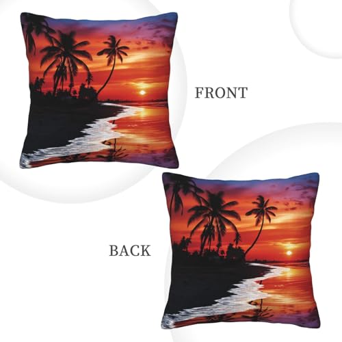 Housse de coussin velours côtelé 50x50 cm motif palmiers crépuscule - 5