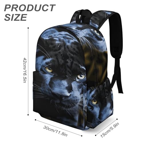 Panther With Blue Eyes Leisure Backpack Water-Resistant Pack Stylish Bag Lightweight Travel Backpack Suitable for Commuting Travel Mountaineering Outdoor Sports Unisex3