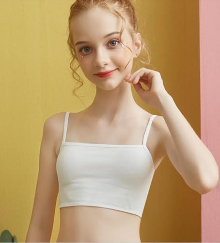 MANJIAMEI Girls Training Bra Cotton Spandex Cami Crop Bralette for Kids-3 Pack 8 41TzOugRdRL. AC