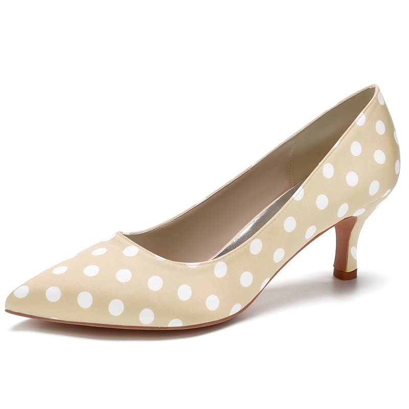 Chaussures de mariage en satin à pois pour femme avec bout pointu et talons élégants