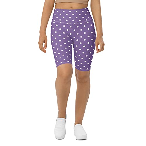 Short motard lavande femme taille haute imprimé pois d'été