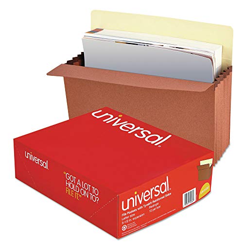 Universal 15262 5 1/4 Inch Expansion File Pockets, Straight Tab, Letter, Redrope/Manila (Box of 10)