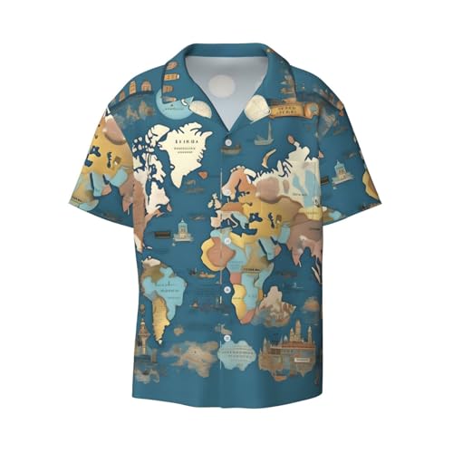 Chemise carte du monde homme à manches courtes pour look vintage et décontracté