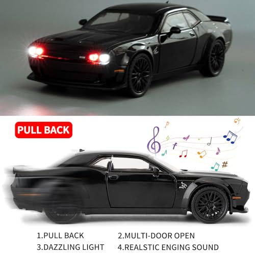 BDTCTK 1/32 Dodge Challenger Hellcat Modelo de Coche miniatura 2