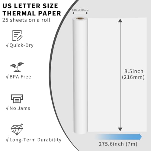 Papel térmico de 8.5 x 11 pulgadas Gloryang y JADENS PD-A4 tamaño carta blanco 2